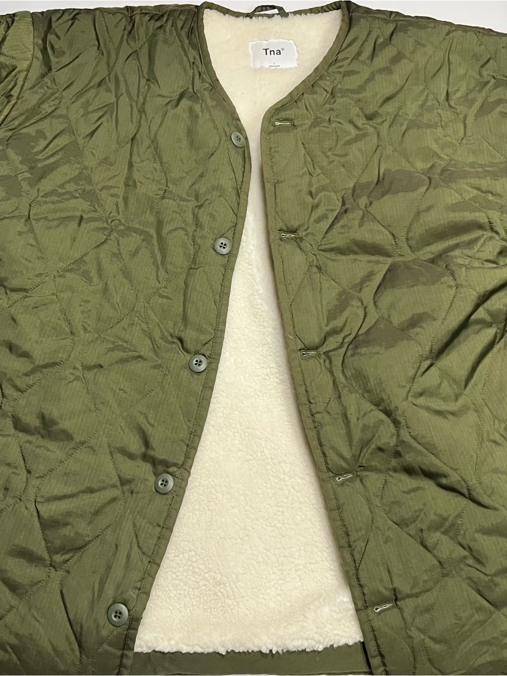 Tna Olive Quilted Bomber with Cream Sherpa Lining